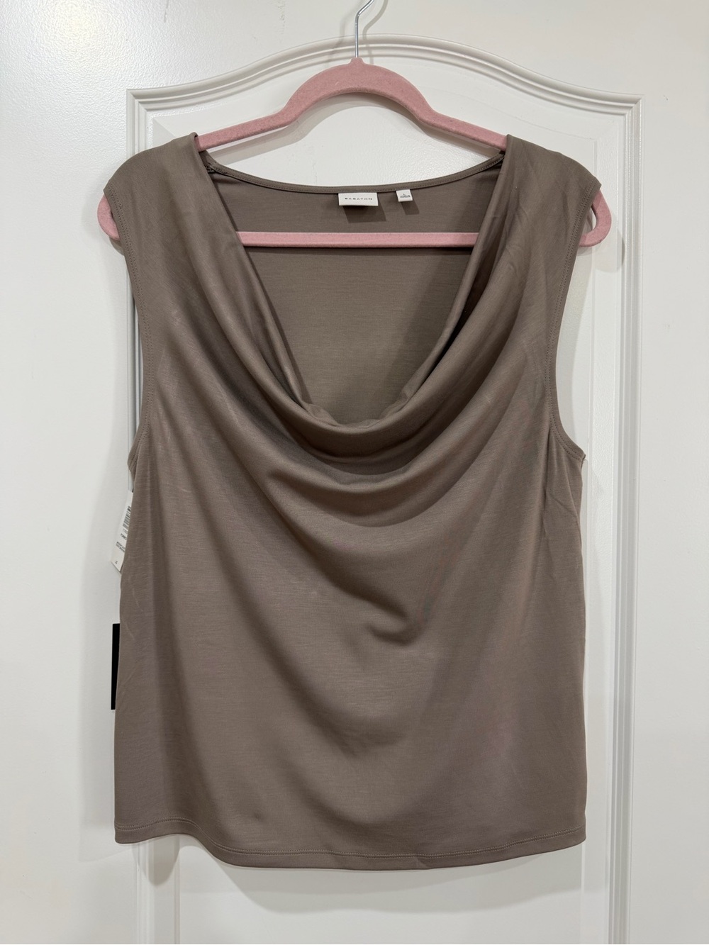 babaton taupe cowlneck sleeveless top